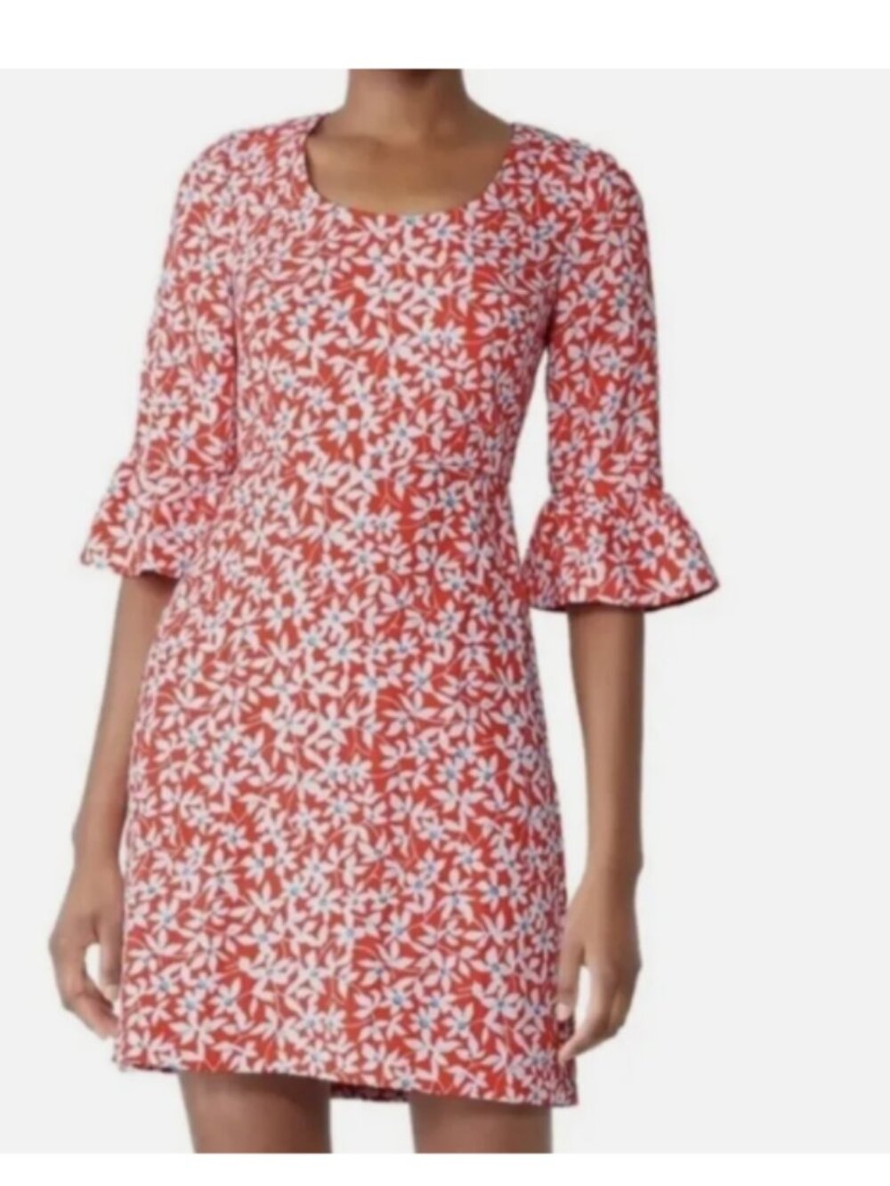 Draper James Fit and Flare 3/4 Sleeve Dress Poppy Floral Red Size 0